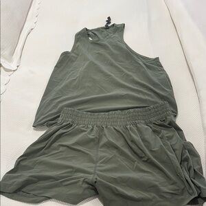 Vuori Olive Green Villa Tank and Shorts Set